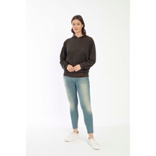 Vishenka Kadın Muline Kapüşonlu Kanguru Cepli Hardal Sweatshirt