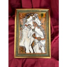 Limoncello Çini Atölyesi Beyaz Atlı Çini Pano 26X35 cm El Yapımı