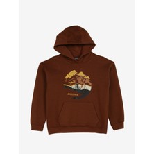 Discovery Expedition Kahve Kız Çocuk Kapüşonlu Baskılı Sweatshirt D3WG-SWT19