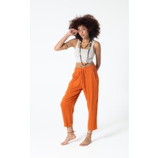 RUBYSTARS Kiremit Beli Lastikli Rahat Midi Boy Pantolon