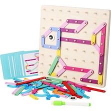 Lonni Çocuklar Için Montessori Ahşap Pegboard Oyuncak Geometrik Pegboard Puzzle (Yurt Dışından)