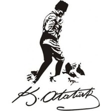 Zeyu Store Mustafa Kemal Atatürk Oto Sticker Siyah 25*15 cm