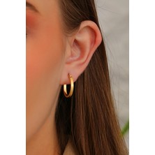 Prenses Pırlanta Altın Küpe 14 Ayar Altın Oval Halka Köşeli Küpe-2,00 cm