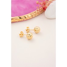 Prenses Pırlanta 14 Ayar Altın Küpe Vidalı Kalemli Top Küpe Top Ebatı 7-Mm