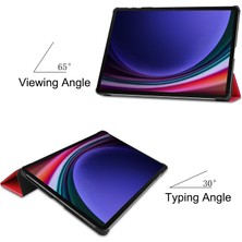 Shin-Wo Samsung Galaxy Tab S9 Plus Folio Kılıf Çok Açılı Standlı Ince Hafif Koruyucu Kapak (Yurt Dışından)
