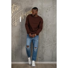 Akçaylar Oversize 3 Iplik Içi Polarlı Bisiklet Yaka Basic Sweatshirt