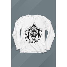 Kendim Seçtim Tişörtün Içinden Çıkan Kaplan Tiger Uzun Kollu Tişört