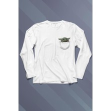 Kendim Seçtim Baby On Board Yoda Star Wars Yeşil Bebek Mandalorian 3 Cep Uzun Kollu Tişört