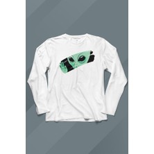 Kendim Seçtim Ufo Uzaylı Yeşil E.t. Nasa Gezegen Uzun Kollu Tişört