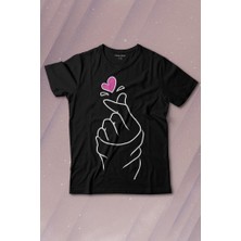 Kendim Seçtim Seni Seviyorum Kore El Işareti Minimal Baskılı Tişört Çocuk T-Shirt