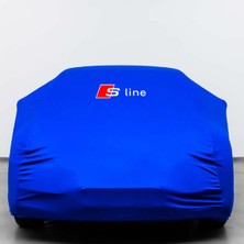 Teksin Audı A3 Sedan 8V (2016-2020) Mavi Otomobil S-Line Logolu Penye Oto Örtüsü