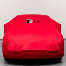 Teksin Audı A4 Cabrıo-Coupe B7 (2005-2008) Kırmızı Otomobil S-Line Logolu Penye Oto Örtüsü