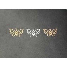 Demdekor Dekoratif Gold Yapışkanlı Aynalı Pleksi Mobilya Dolap Süsü KELEBEK(5X8CM) 10 Adet