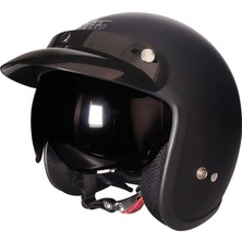 Ebakbak  Motosiklet Chopper Cruiser Yarım Açık Kaskı ABS Malzeme Ce Güneş Vizörlü  Mat Black Motor Kask