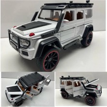 Hepsilazım Mercedes G63 Jip Diecast Koleksiyon Metal Model Oyuncak Araba 23 cm Sesli Işıklı Kaput Bagaj Kapılar Açılır Jeep Beyaz