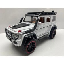 Hepsilazım Mercedes G63 Jip Diecast Koleksiyon Metal Model Oyuncak Araba 23 cm Sesli Işıklı Kaput Bagaj Kapılar Açılır Jeep Beyaz