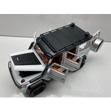 Hepsilazım Mercedes G63 Jip Diecast Koleksiyon Metal Model Oyuncak Araba 23 cm Sesli Işıklı Kaput Bagaj Kapılar Açılır Jeep Beyaz