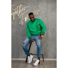 Akçaylar Oversize 3 Iplik Bisiklet Yaka Torba Cepli Içi Polarlı Basic Sweatshirt