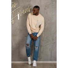 Akçaylar Oversize 3 Iplik Bisiklet Yaka Torba Cepli Içi Polarlı Basic Sweatshirt