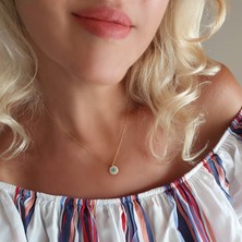 Vaoov 925 Ayar Gümüş Altın Kaplama Nazar Kolye