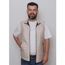 R&B Tasarım Çizgili Desenli  Slimfit Kapitone Şişme Yelek