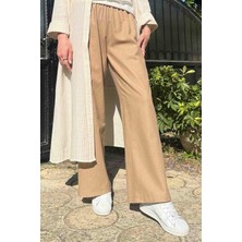 Rabia Şamlı Sütlü Kahve Keten Pantolon