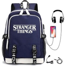 Htun Stranger Things Sırt USB Şarj Edilebilir Sırt Öğrenci Okul Çantası (Yurt Dışından)