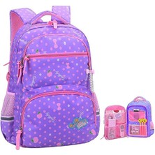 Htun Elementary School Girl Backpack Polka Dot Children's Elementary School Lavender Trumpet Çantası (Yurt Dışından)