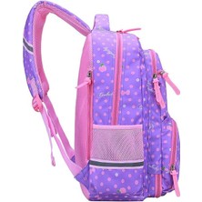 Htun Elementary School Girl Backpack Polka Dot Children's Elementary School Lavender Trumpet Çantası (Yurt Dışından)