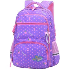 Htun Elementary School Girl Backpack Polka Dot Children's Elementary School Lavender Trumpet Çantası (Yurt Dışından)