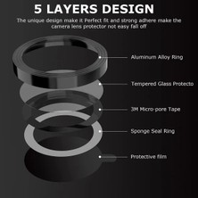 Ermer Apple iphone 13 Pro Kamera Lensi Koruma Camı Safir Metal Çerçeveli Hd Siyah Koruma Lensi
