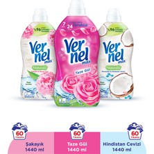 Vernel Max Taze Gül 1.44L & Vernel Max Naturals Şakayık ve Beyaz Çay 1.44L & Vernel Max Naturals Mineraller ve Hindistan Cevizi 1.44L (3'lü Set)