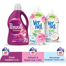 Perwoll Yenileme Çiçek Cazibesi Renkliler 2.75L & Vernel Max Naturals Şakayık ve Beyaz Çay 1.44L & Vernel Max Naturals Mineraller ve Hindistan Cevizi 1.44L