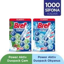 Bref Power Aktiv Katı Tuvalet Bloğu Çam İkili & Okyanus İkili (2'li Set)