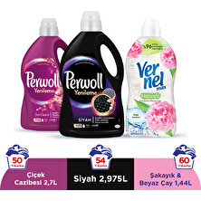 Perwoll Yenileme Siyah 2x2.97L & Perwoll Yenileme Çiçek Cazibesi Renkliler 2.75L & Vernel Max Naturals Şakayık ve Beyaz Çay 1.44L