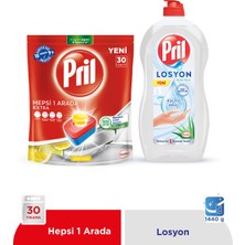 Pril Hepsi Bir Arada Extra Bulaşık Makinesi Deterjanı 30 Tablet + Pril Losyon Aloe Vera 1405ml Sıvı Bulaşık Deterjanı