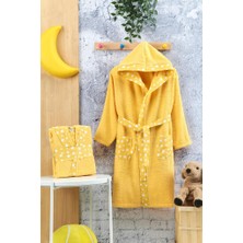 Oyalı Textile Çocuk Bornozu Kapşonlu Bornoz %100 Pamuk Bebek Bornoz Işlemeli Boroz Kapüşonlu Kız Erkek Bornoz