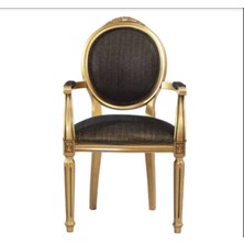 Bengi Ticaret Sandalye ST Zus037 Çizgili Madalyon Model Tam Kolçak Gold Örgü Kumaş Parlak Gold