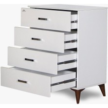 Bengi Ticaret Şifonyer Derin 4 Çekmece Hard Beyaz Suntalem Kutuda Sevk El Yapım