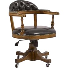 Bengi Ticaret Sandalye ST Zus149 AMATSÖR Model Tam Kolçak Ayak Parlak Ceviz Suni Deri El Yapım