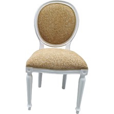 Sandalye ST MADALYON Kayın Ayak Parlak Beyaz Boya Kalite Keten Kumaş 1Ad El Yapım