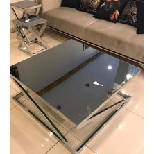 Bengi Ticaret Orta-Zigon Sehpa Model Zlf Takım El Yapımı Krom Kaplama Füme Temper Cam El Yapım