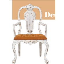 Bengi Ticaret Sandalye ST Zus176 Klasik Model Oyma Sırtlık-Ayak Kayın retro Ayak eskitme Beyaz