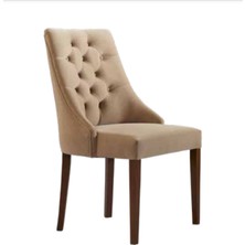 Bengi Ticaret Sandalye ST Zus067 Kapitone Model Bej Renk Ort Nubuk Kumaş Yarım kolçak Kayın Ayk