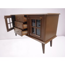 Bengi Ticaret Bengi Tv Sehpa Windovs Model Pencere Ahşap Gürgen Retro Ayak Ceviz Renk 125CM El Yapım