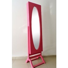 Bengi Ticaret Takı Dolabı Boy Ayna Kayın Mdf Parlak Pembe Lake Boya Natüre Klasik  El Yapım