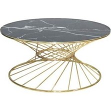 Bengi Ticaret Brc Orta Sehpa Rivoli Model Siyah Mermer Cam Metal Transmisyon Gold Renk Kaplama Ayak El Yapım