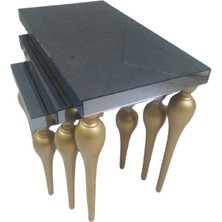 Bengi Ticaret Zigon Ilgz Tombul Ayak Model Kayın Mdf Tabla Parlak Gold Füme Cam Kaplam El Yapım