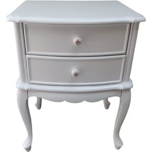 Bengi Ticaret Komodin Klasik Model Kayın Aslan Ayak 2bombe Çekmece 1AD Parlak Beyaz Porselen Kulp