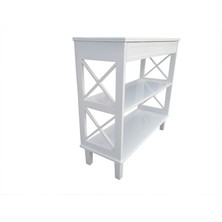 Bengi Ticaret Dresuar x Çapraz Raflı Model Kayın Ayak Parlak Beyaz Lake Boya Çekmece Kutu Da Sevk El Yapım